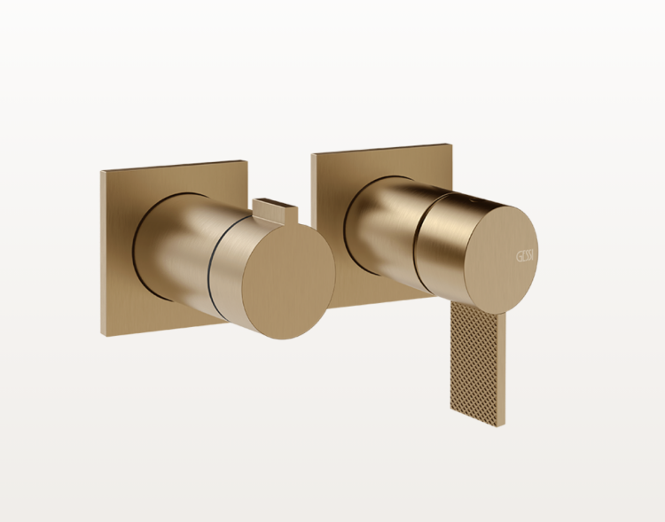 Смеситель для душа, Gessi, Inverso Diamantato, на 2 потребителя, настенный встраиваемый, цвет-Deep Bronze Brushed PVD