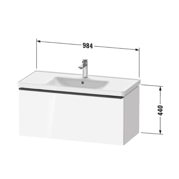 Тумба под раковину Duravit D-Neo подвесная 984x452x440 мм 1 ящик цвет белый глянцевый DE4256010220000