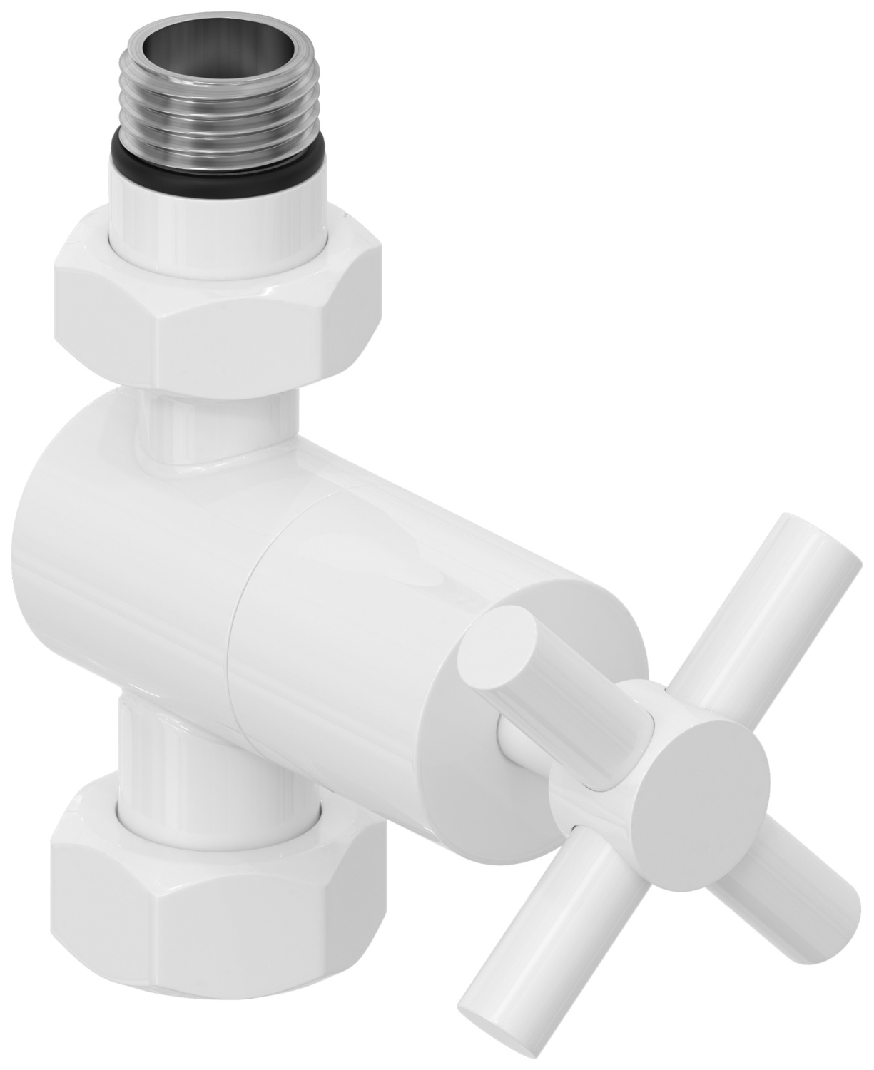 Вентиль регулировки температуры Сунержа прямой крест G 1/2 x G 3/4 белый глянцевый 12-1409-1234