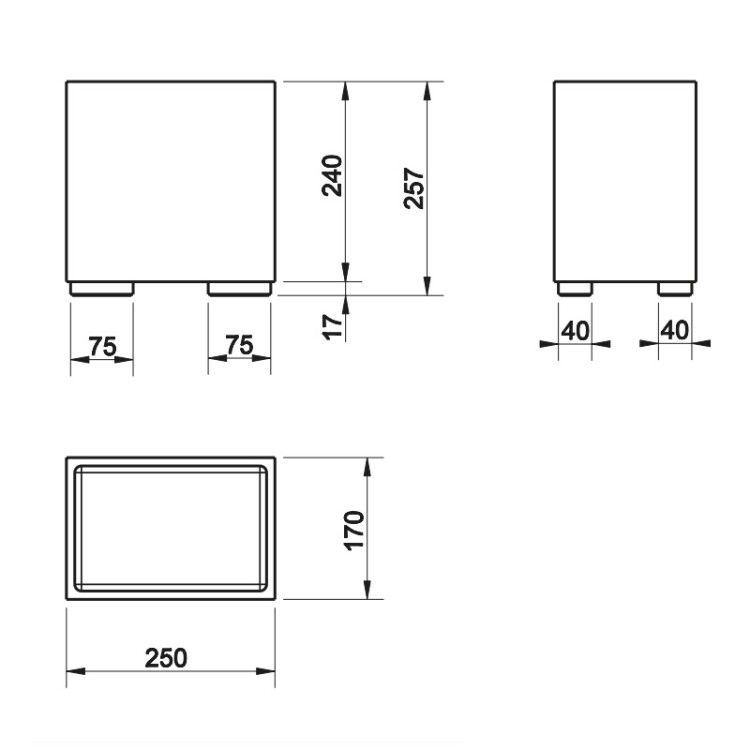 Корзина для бумаг Gessi Rettangolo 250x170x257 мм белая Finox Brushed Nickel 20990149