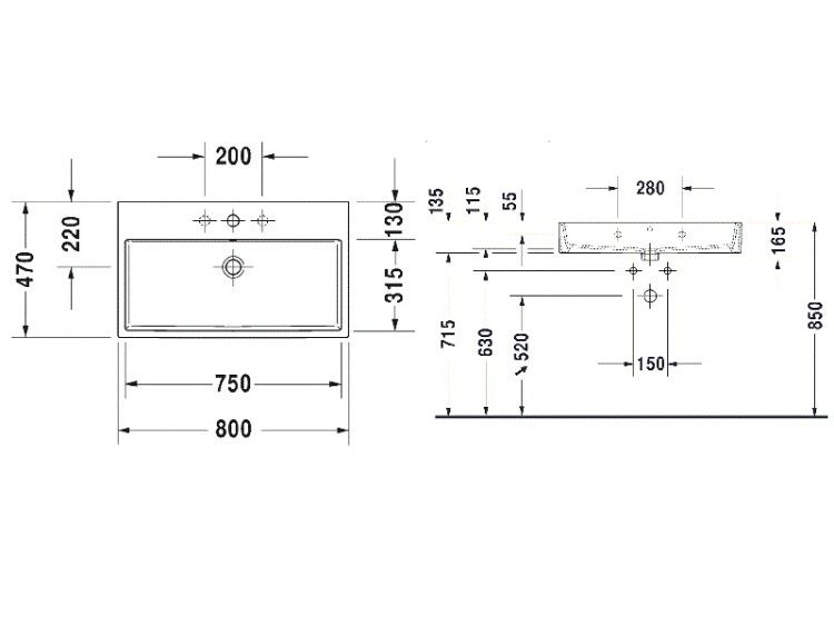 Раковина Duravit Vero Air 800x470 мм 2350800000
