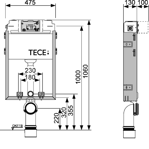 Застенный модуль для унитаза TECE TECEbox 1060 мм 9370300