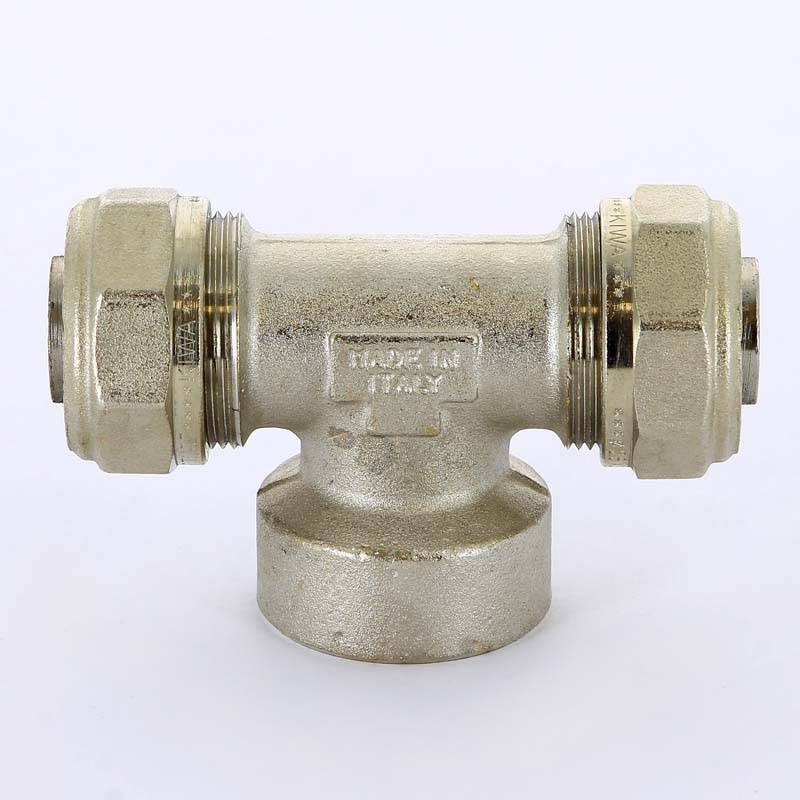 Тройник обжимной Tiemme никелированный 26х1х26 ВР 1600079