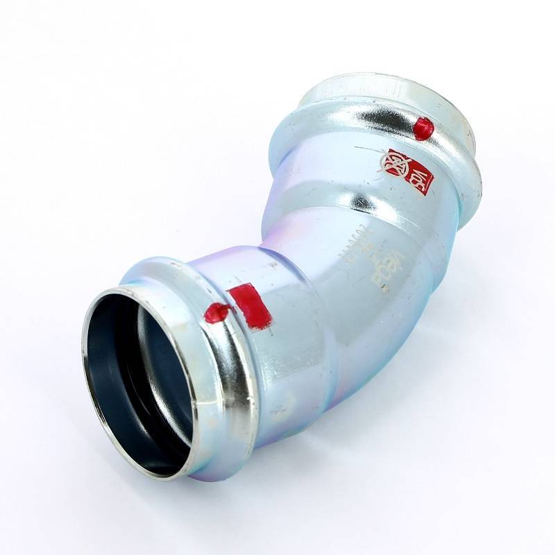 Угол пресс 45° Viega Prestabo 42 мм оцинкованная сталь 558314