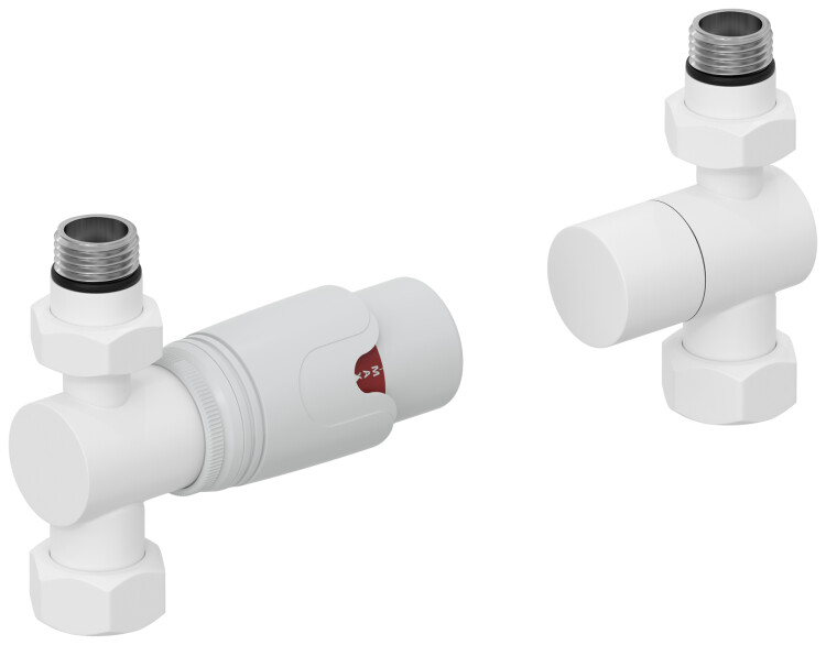 Комплект терморегуляторов Сунержа автоматический прямой G 1/2 x G 3/4 белый матовый 3014200001