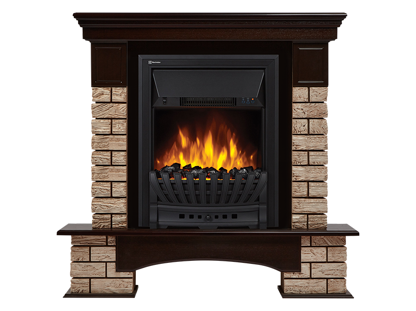 Портал для электрокамина Firelight Forte Wood Classic коричневый камень шпон темный дуб НС-1292149