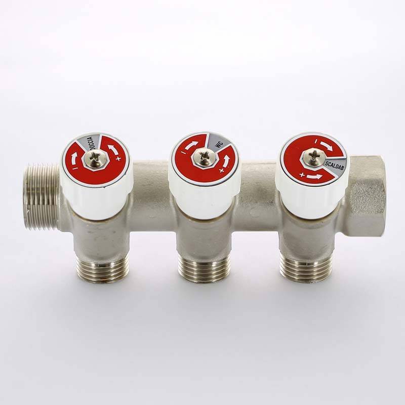 Коллектор с вентилями Uni-Fitt 3/4 3 выхода 1/2 40 мм 400N3230