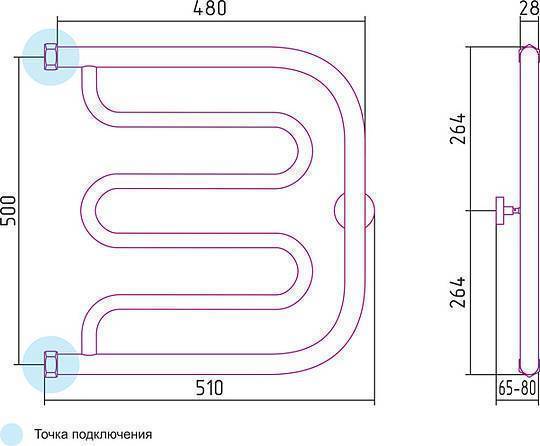 Полотенцесушитель водяной Сунержа Лира 500x500 мм без покрытия 00-0011-5050