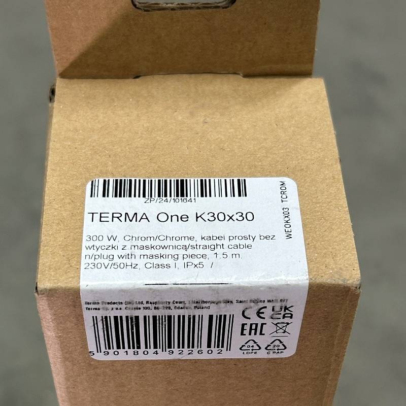 ТЭН для полотенцесушителя Terma ONE 30x30 300 Вт с маскировочным элементом хром GT03