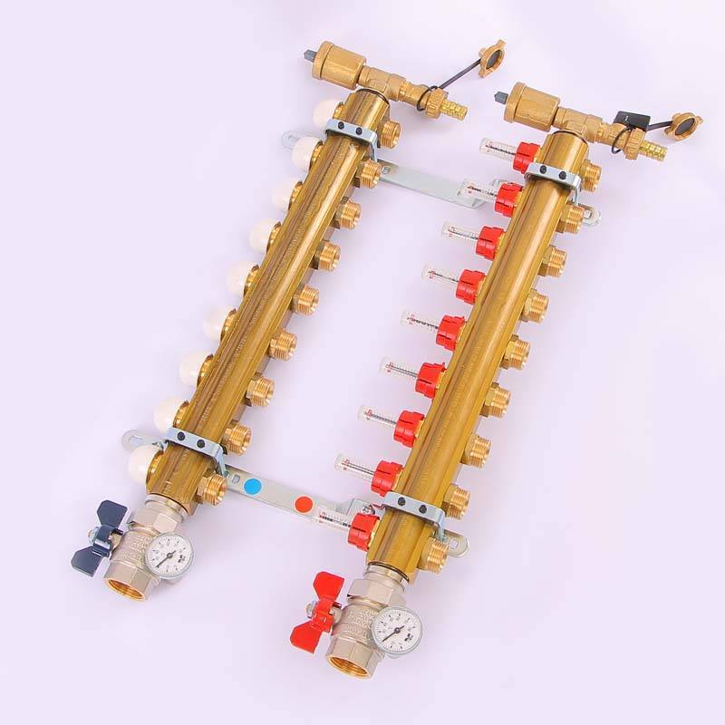 Коллекторная группа с термостатическими вентилями и расходомерами Tiemme 1x3/4 EK 9 выходов 3870009