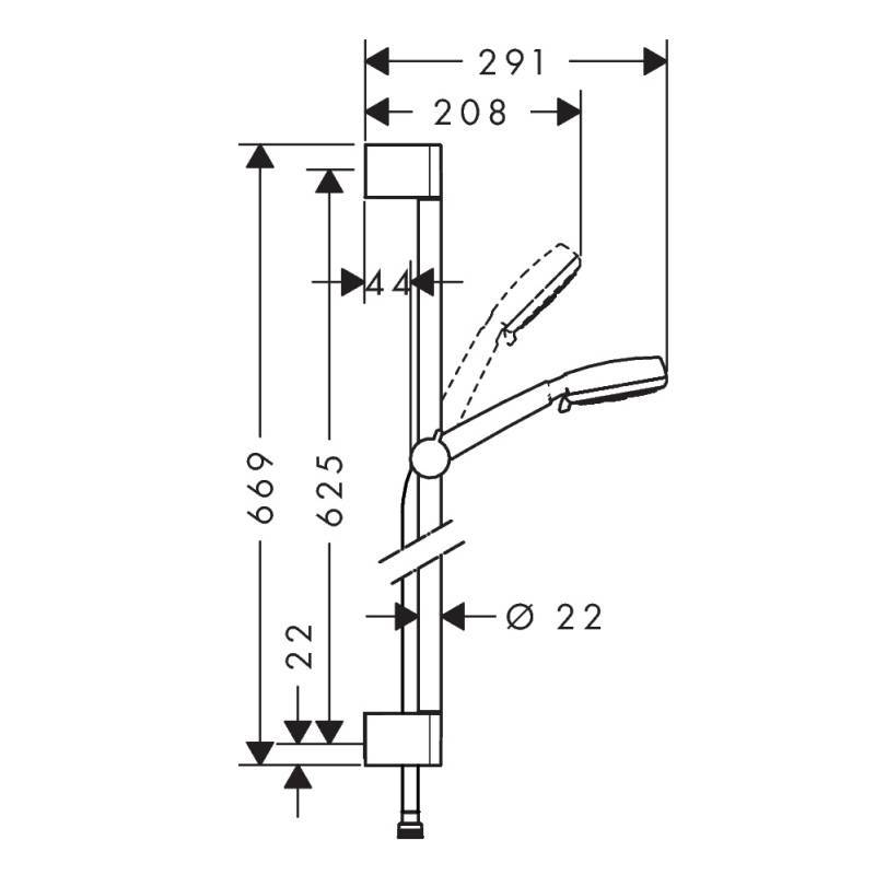 Душевой гарнитур Hansgrohe Crometta 100 Multi со штангой 65 см белый/хром 26650400