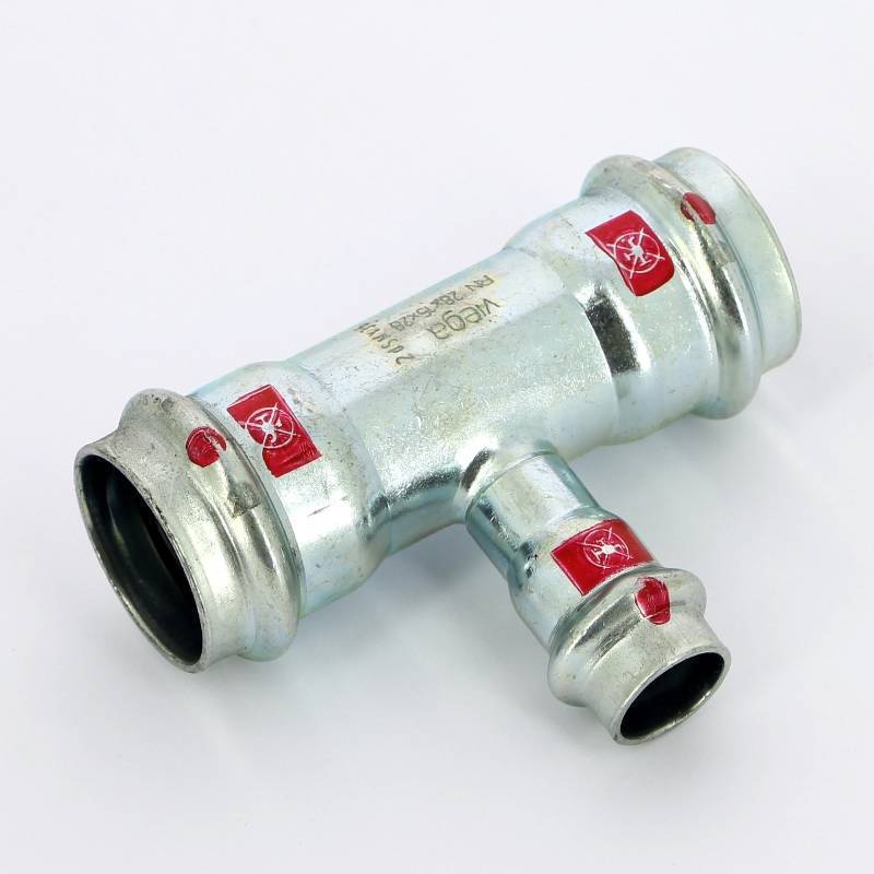 Тройник пресс Viega Prestabo оцинкованная сталь 28х15х28 мм 558710