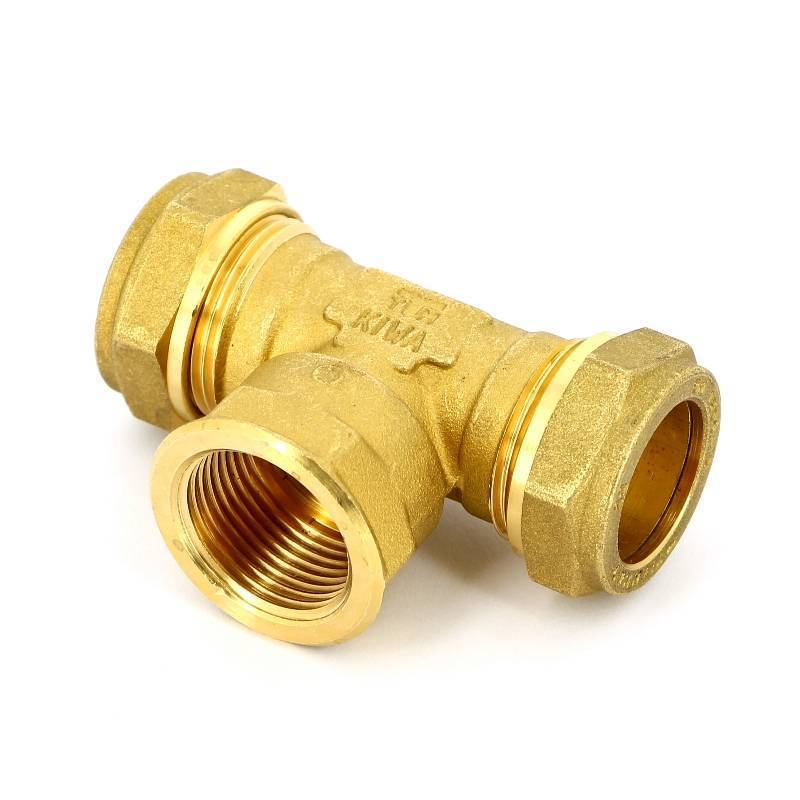 Тройник обжимной Tiemme 22х1/2х22 мм внутренняя резьба 1000014