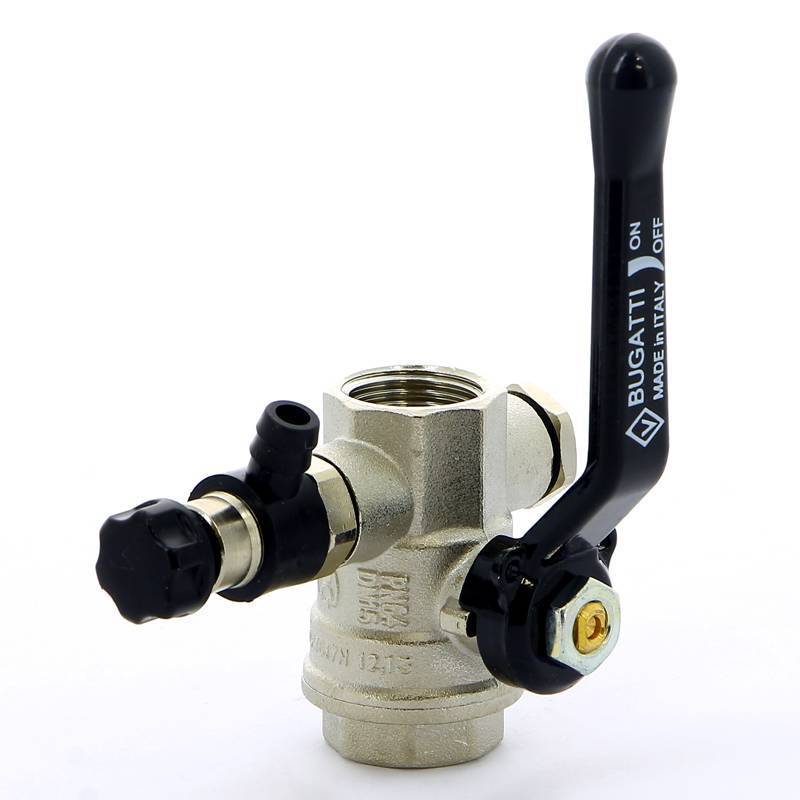 Кран шаровой Bugatti Oregon 330 ВВ с дренажным вентилем и заглушкой рычаг 1/2 03300019