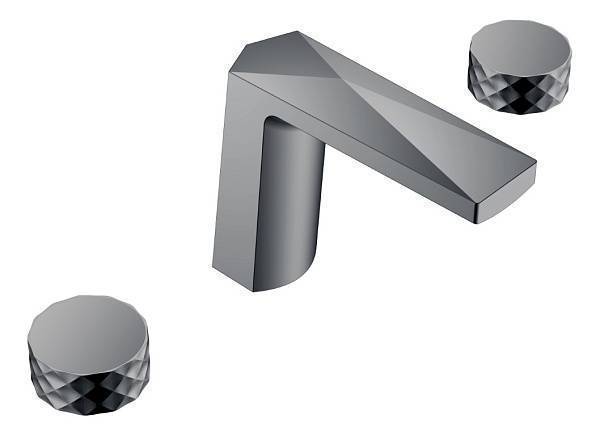 Смеситель для раковины на 3 отверстия Boheme Venturo темная сталь 150-SGM-DIAMOND