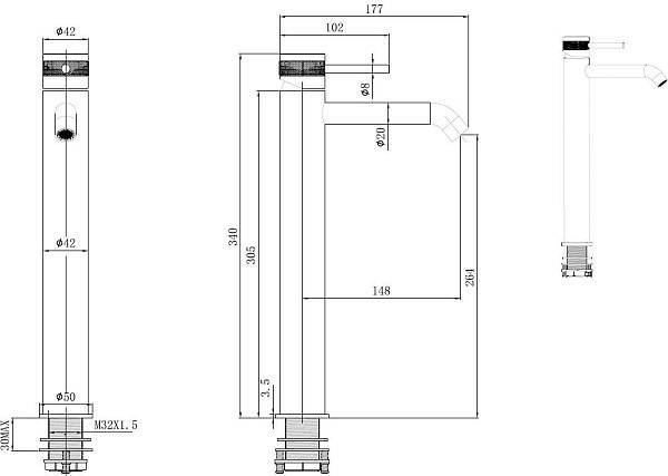 Смеситель для раковины Allen Brau Priority черный 5.31A02-31
