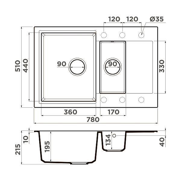 Кухонная мойка Omoikiri Daisen 78-2-BE Artgranit 78х51 см ваниль 4993328