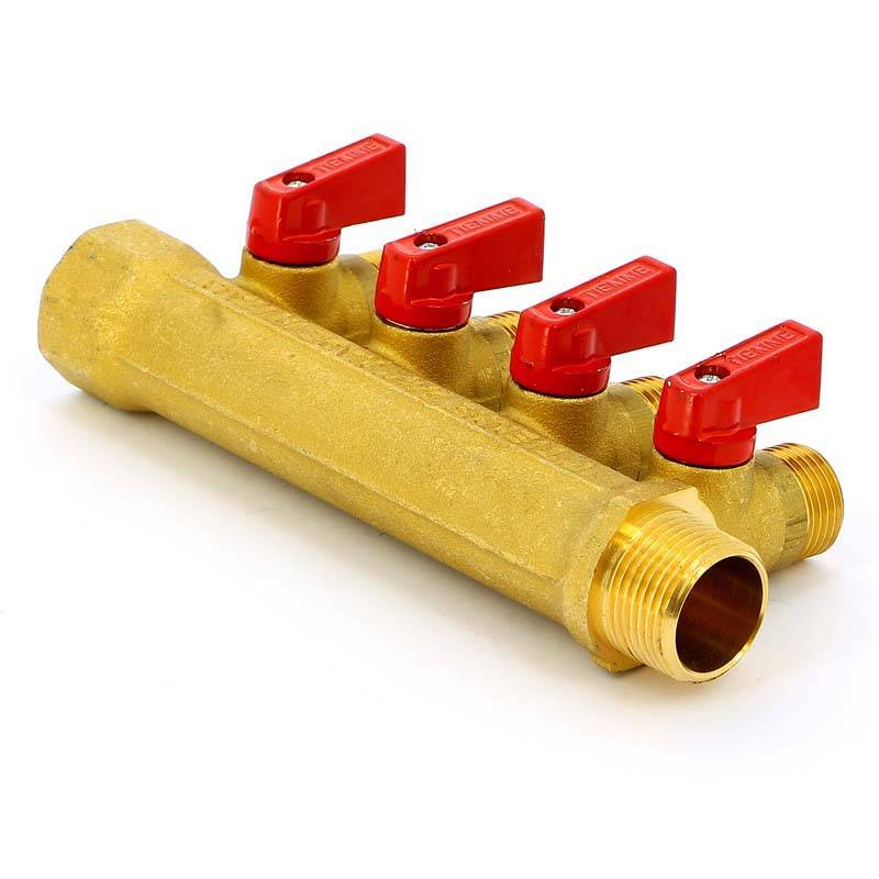 Коллектор с отсечными кранами Tiemme 1820 3/4х1/2 4 выхода 36 мм 1820020