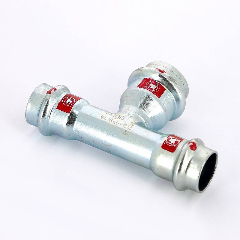 Тройник пресс Viega Prestabo оцинкованная сталь 18х22х18 мм 558864