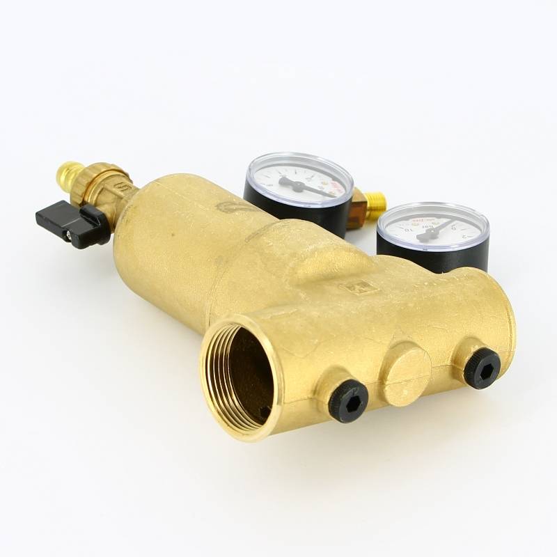 Фильтр промывной Uni-Fitt ВВ 1 1/4 со сливным краном и 2 манометрами 300 мкм 216G5030