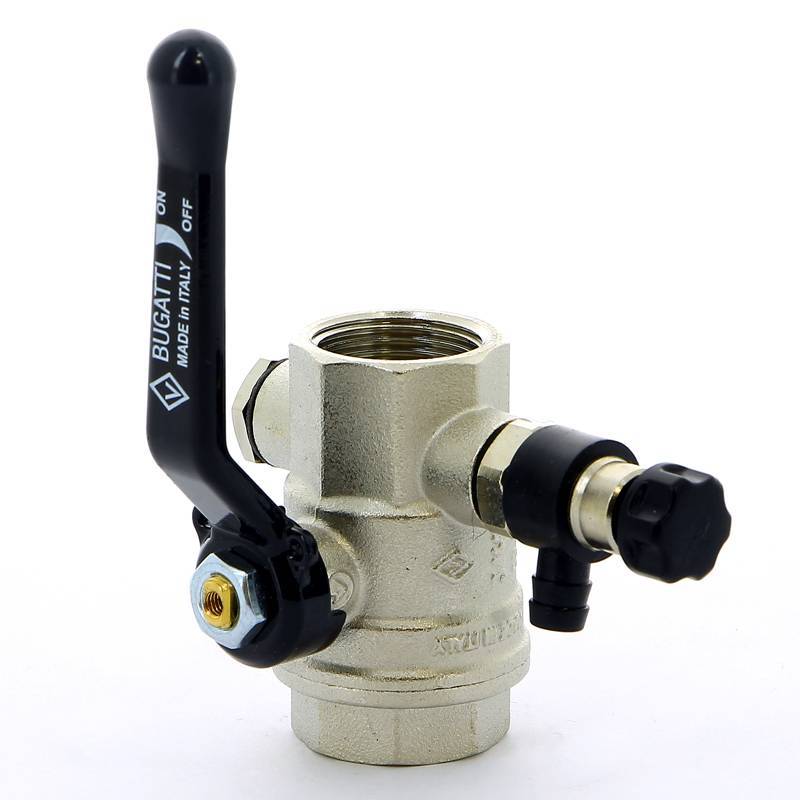 Кран шаровой Bugatti Oregon 330 ВВ с дренажным вентилем и заглушкой рычаг 3/4 03300024