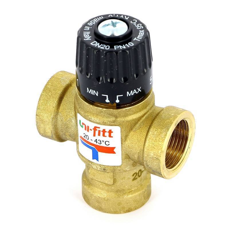 Клапан термосмесительный Uni-Fitt 3/4 20-43 °C Kvs 1.6 боковое смешение 350G0130