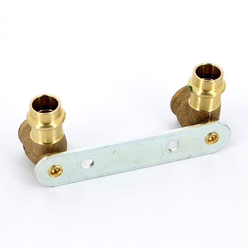 Водорозетка пресс двойная на планке Viega Sanpress 15х1/2 ВР межосевое расстояние 100 мм 308674