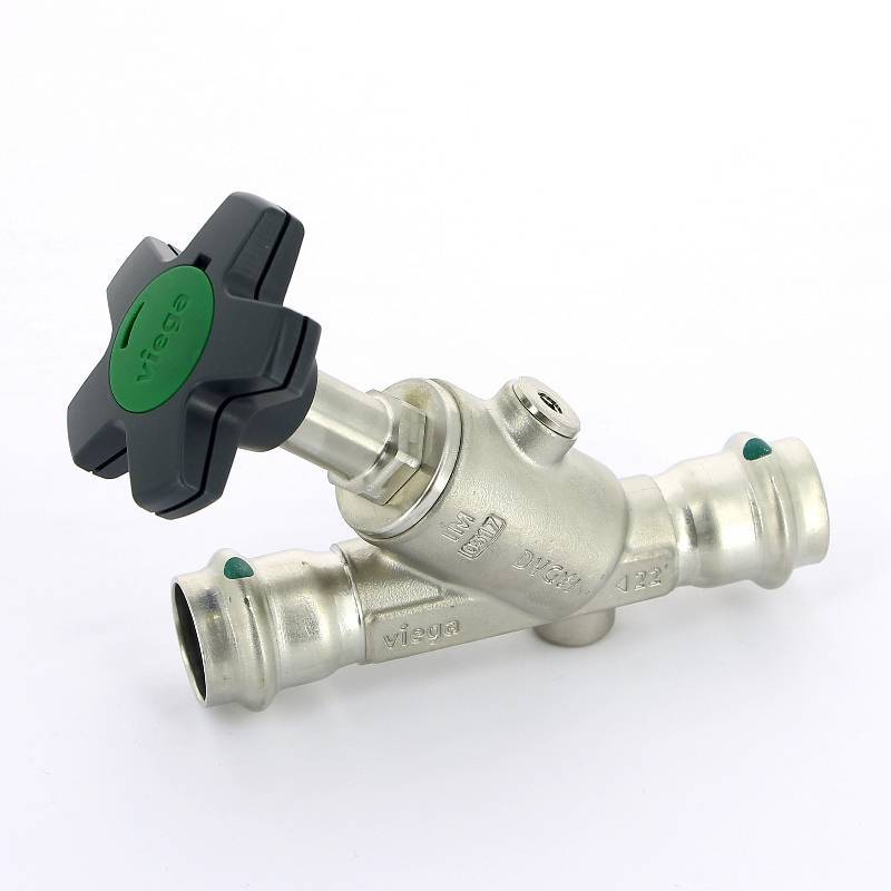 Вентиль наклонный пресс Viega Easytop Inox 22 мм нержавеющая сталь 757878