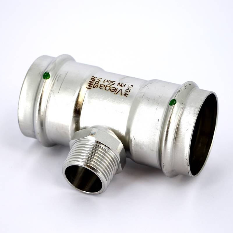 Тройник пресс-НР нержавеющая сталь Viega Sanpress Inox 54х1х54 мм 446031