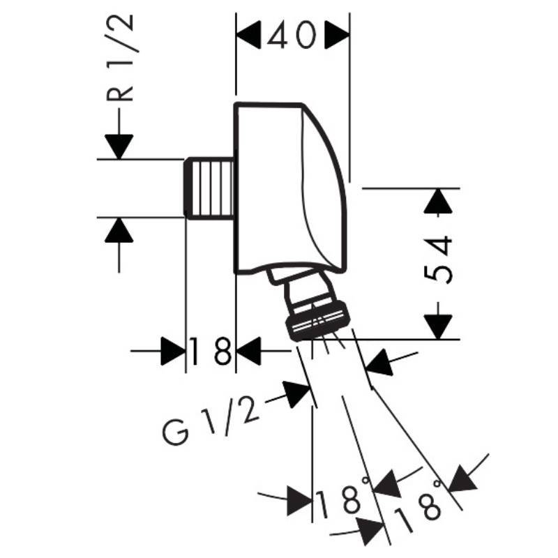 Шланговое подсоединение Hansgrohe FixFit E с клапаном и шарниром хром 27505000