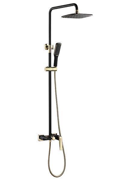 Душевая стойка Boheme Venturo с верхним душем черный матовый/золото 388-B