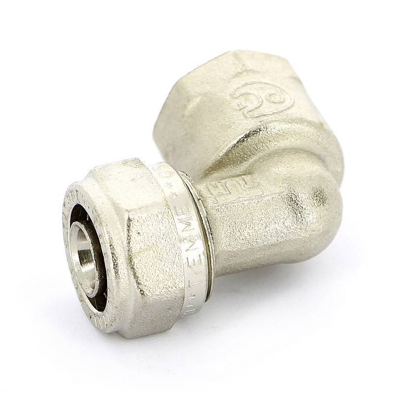 Угольник обжимной Tiemme 16х1/2 внутренняя резьба никелированный 1600006