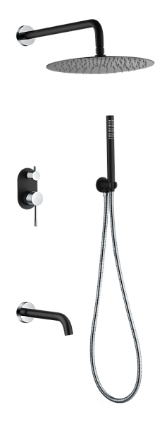 Душевой комплект встраиваемый Boheme Uno верхний душ 30 см черный/хром 464-2-BCR