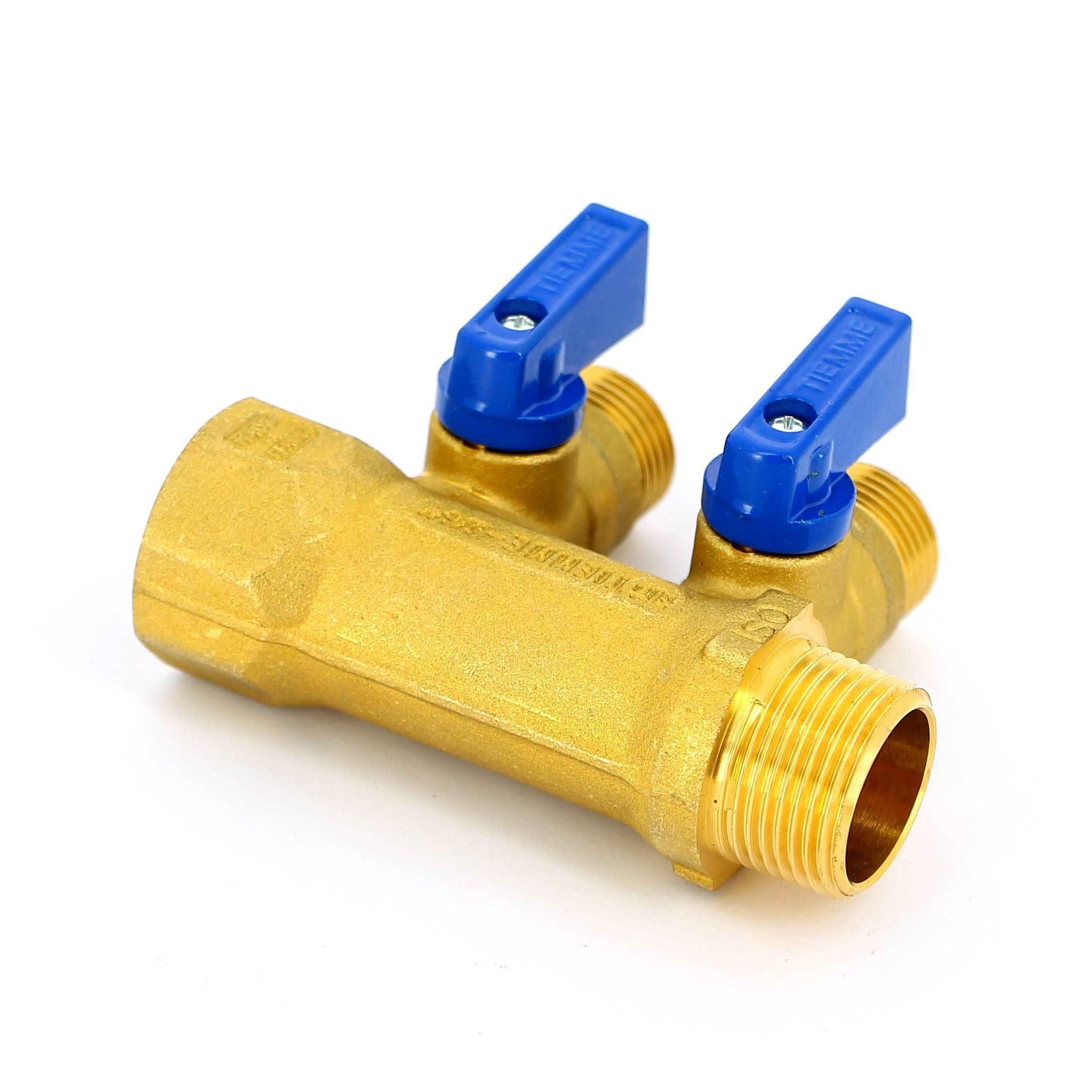 Коллектор с шаровыми кранами Tiemme 3/4х1/2 2 выхода 36 мм 1820002