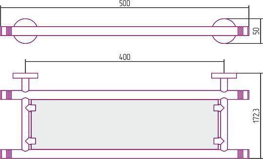Полка стеклянная Сунержа Каньон 500x172x50 мм без покрытия 00-3003-0500