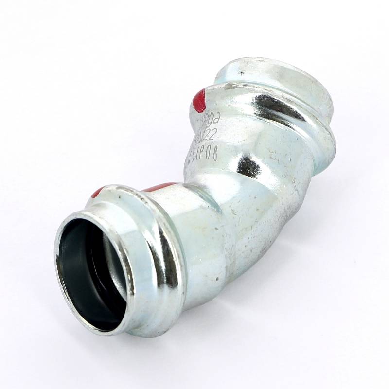 Угол пресс 45° Viega Prestabo 22 мм оцинкованная сталь 558284