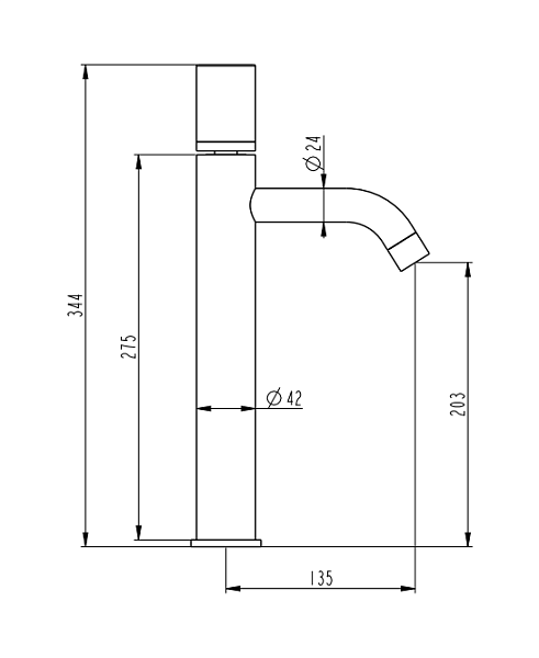 Смеситель для раковины Boheme Stick высокий черный 122-BB