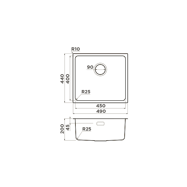 Кухонная мойка Omoikiri Tadzava 49-U/I-GM 49x44 см вороненая сталь 4993076
