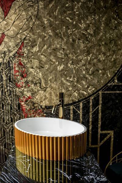 Раковина мебельная Boheme Monaco 50х35х14 см овальная золото 878-G