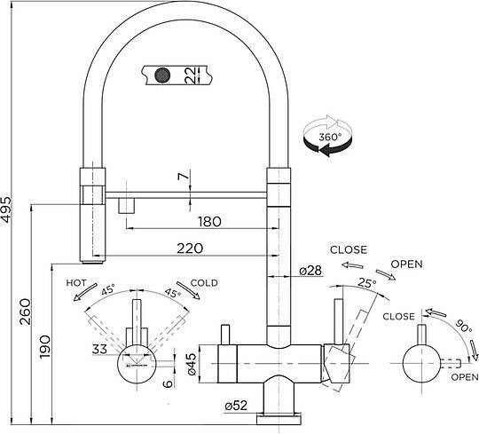 Смеситель для кухни Omoikiri Kanto-GM выдвижной излив под фильтр вороненая сталь 4994013
