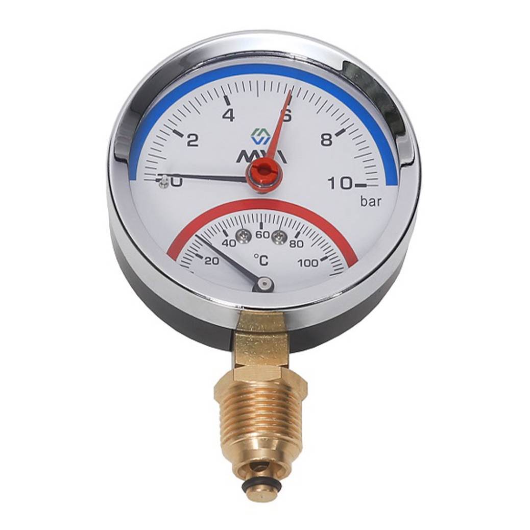 Термоманометр радиальный MVI 10 бар 120 °C 80 мм 1/2 BL.112.10