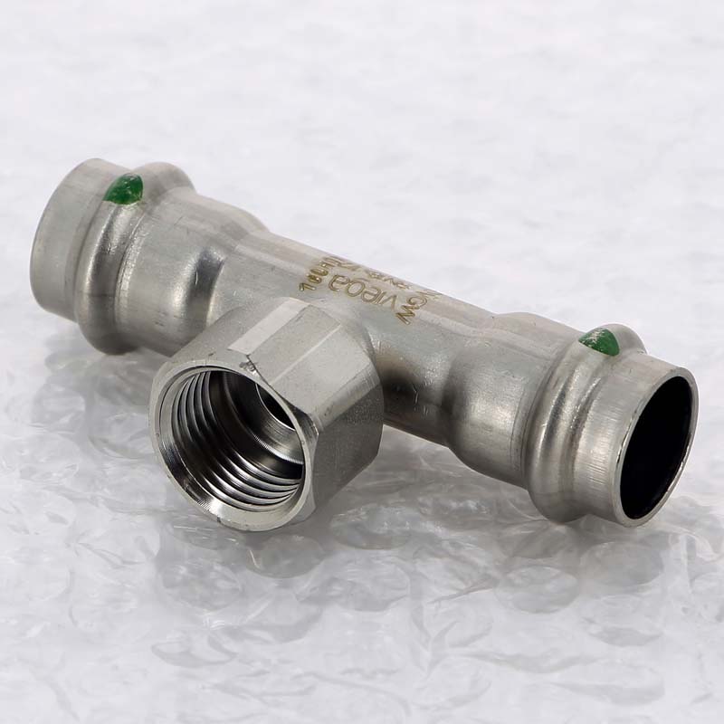 Тройник пресс Sanpress Inox Viega нержавеющая сталь 18х1/2х18 мм ВР 437152