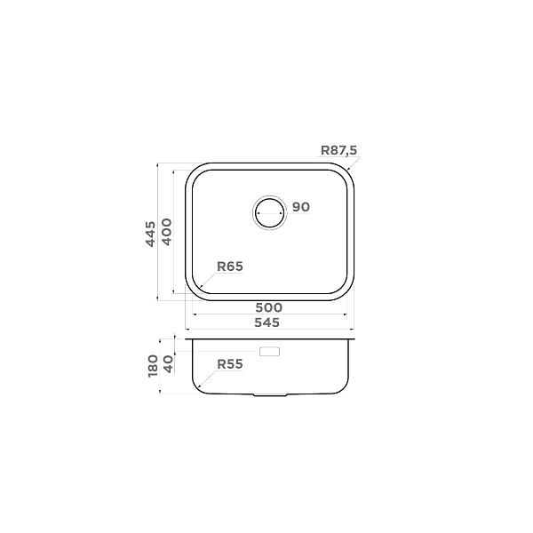 Кухонная мойка Omoikiri Omi 54-U/I-IN нержавеющая сталь 54,5x44,5 см 4993488
