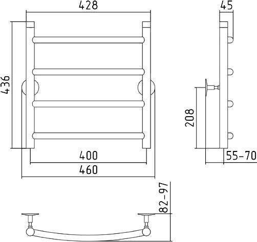 Полотенцесушитель водяной Стилье Универсал-50 46x43.6 см 00650-5040