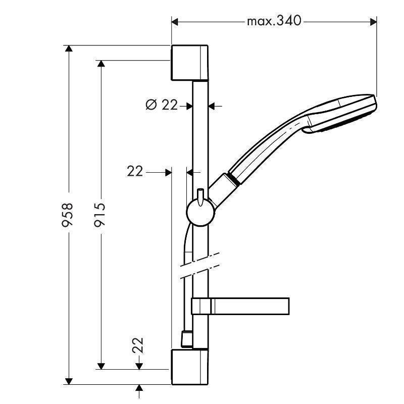 Душевой гарнитур Hansgrohe Croma 100 Vario со штангой 90 см и мыльницей хром 27771000