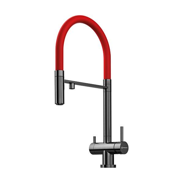 Смеситель для кухни Omoikiri Kanto-GM выдвижной излив под фильтр вороненая сталь 4994013