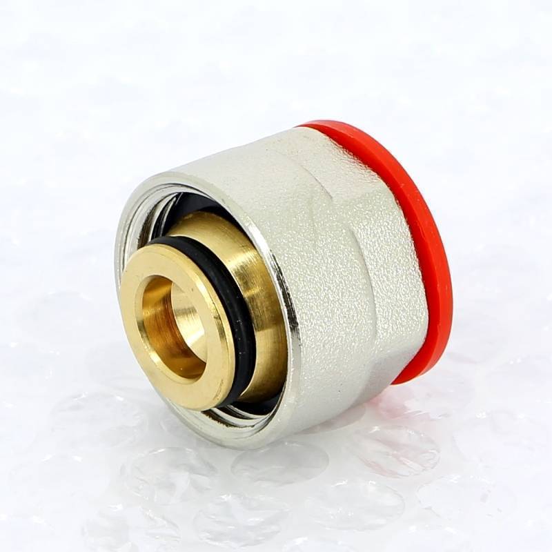 Соединитель обжимной REHAU RAUTHERM S 14x1.5 мм - 3/4 EK никелированный 246044