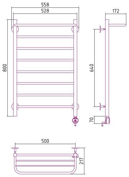 Полотенцесушитель электрический Стилье Формат 20 50x80 см без покрытия 00520-8050