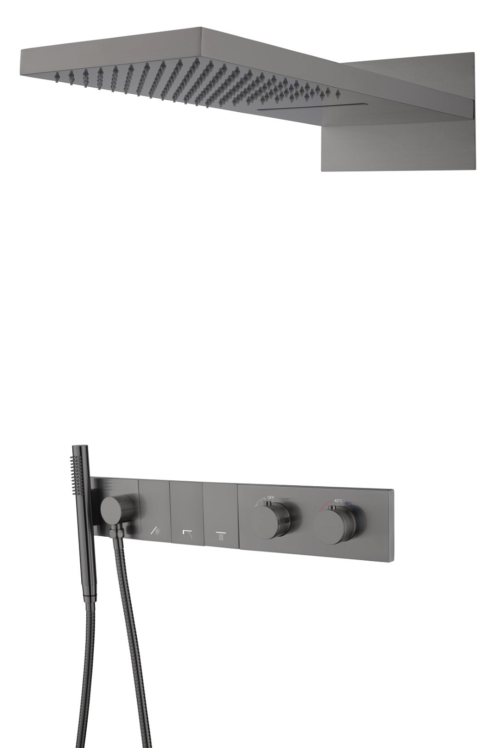 Душевой комплект встраиваемый Boheme Zodiac с термостатом верхним и ручным душем gun metal 133-GM