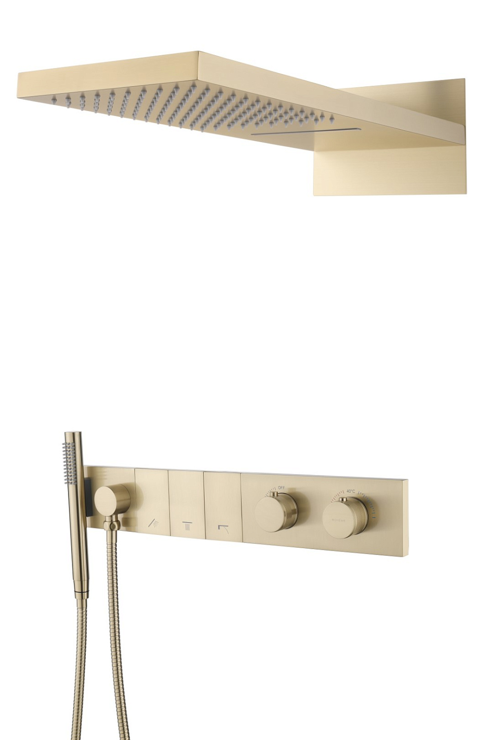 Душевой комплект встраиваемый Boheme Zodiac с термостатом верхним и ручным душем Matt Gold 133-MG